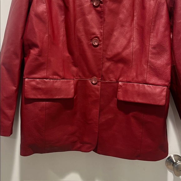 EXCELLED 100% genuine Leather coat Burgundy/Wine Red Jacket blazer oversized - Picture 7 of 8